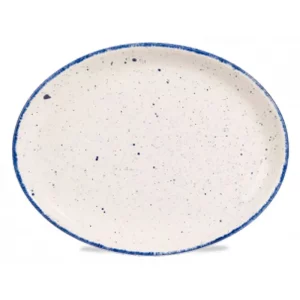 Churchill Super Vitrified Stonecast Hints Oval Plate Indigo Blue 25.4cm/10"