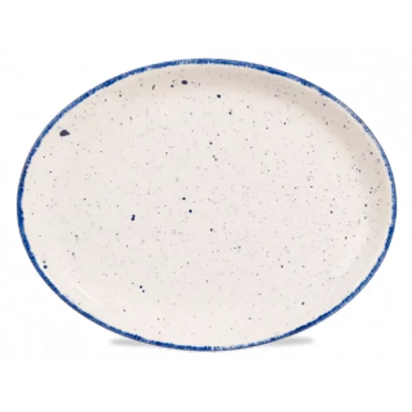 Churchill Super Vitrified Stonecast Hints Oval Plate Indigo Blue 25.4cm/10"