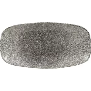 Churchill Super Vitrified Studio Prints Raku Chef's Oblong Plate No.3 Quartz Black 29.8cm/11.75"