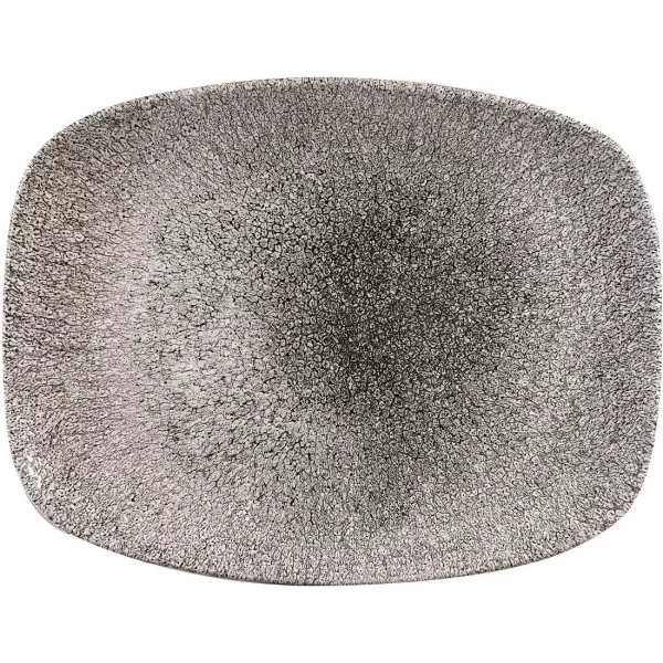 Churchill Super Vitrified Studio Prints Raku Chef's Oblong Plate Quartz Black 26cm/10.25"