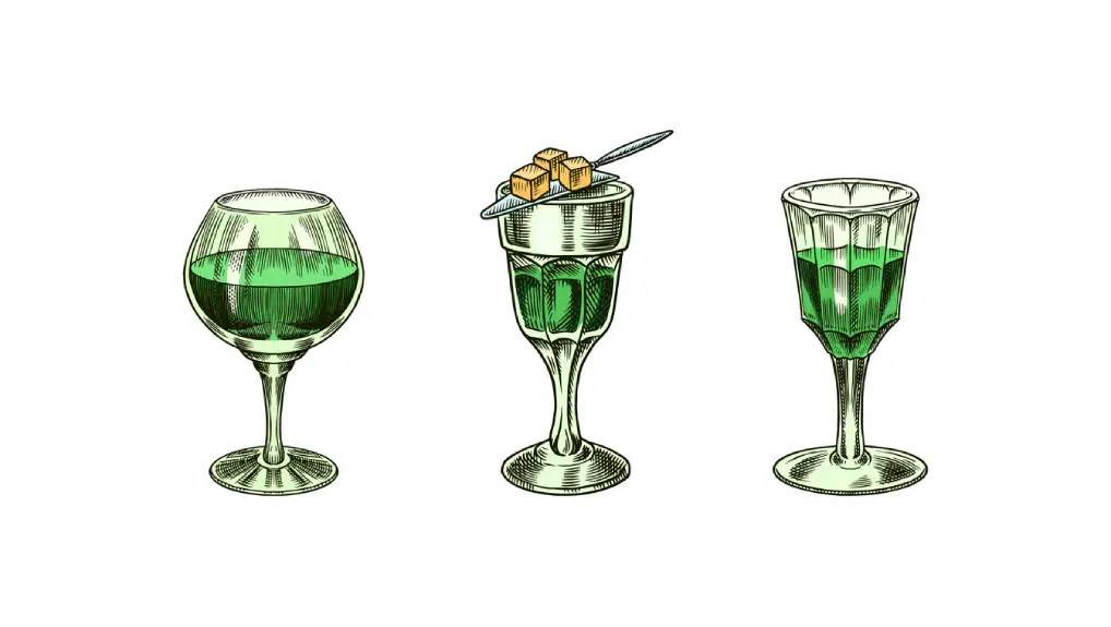 image of an illustration of a collection of vintage cocktail culture glasses