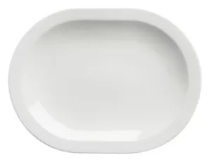 An image of a Elia Miravell Premier Bone Oval Plate White 33.5cm x 25.2cm13.2 x 9.9