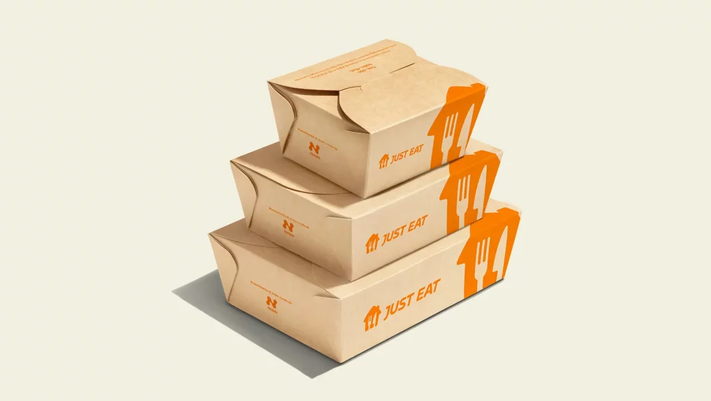 Close up images of Just Eat packaging that uses Notpla