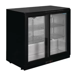 An image of the Polar G-Series Back Bar Cooler with Double Sliding Doors Black - 208L