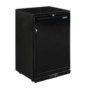 An image of the Polar G-Series Back Bar Cooler with Single Solid Hinged Door Black - 138L