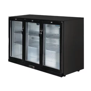 An image of the Polar G-Series Back Bar Cooler with Triple Hinged Doors Black - 350L