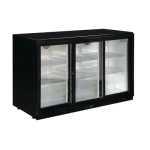 An image of the Polar G-Series Back Bar Cooler with Triple Sliding Doors Black - 330L