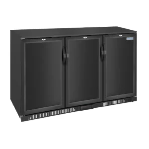 An image of the Polar G-Series Back Bar Cooler with Triple Solid Hinged Doors Black - 320L