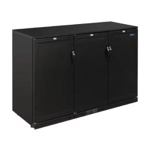 An image of the Polar G-Series Back Bar Cooler with Triple Solid Hinged Doors Black - 330L