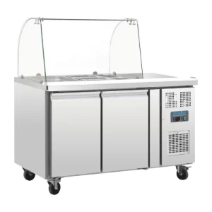 An image of the Polar U-Series Refrigerated GN Counter Saladette with Sneeze Guard 2 Door