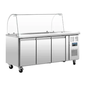 An image of the Polar U-Series Refrigerated GN Counter Saladette with Sneeze Guard 3 Door