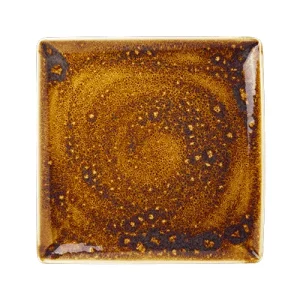 An image of a Steelite Performance Vesuvius Square Plate Amber 27cm x 27cm10.6 x 10.6