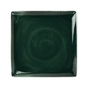 An image of a Steelite Performance Vesuvius Square Plate Burnt Emerald 27cm x 27cm10.6 x 10.6