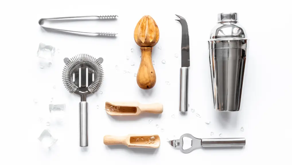 image of a collection of bar tools on a white background