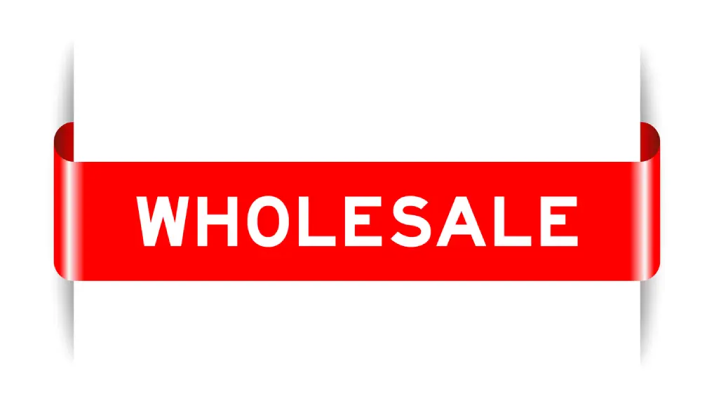 text image with the words wholesale on a red ribbon on a white background the ribbon looks 3D