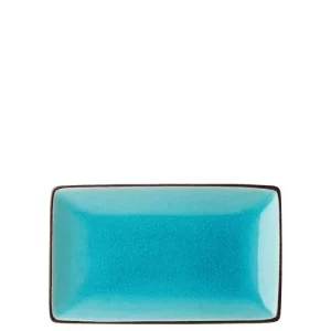 An image of a Utopia Soho Rectangular Plate Aqua 21 x 14cm8.5 x 5.5