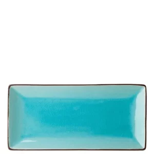 An image of a Utopia Soho Rectangular Plate Aqua 30 x 14cm11.5 x 5.5