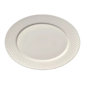 An image of a Bauscher Reflections Rimmed Oval Plate White 18cm7