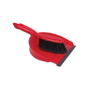 An image of the Professional Dust Pan & Brush Set Soft - Red