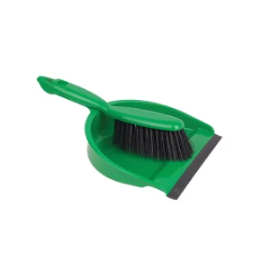 An image of the Professional Dust Pan & Brush Set Stiff - Green