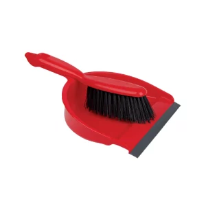 An image of the Professional Dust Pan & Brush Set Stiff - Red