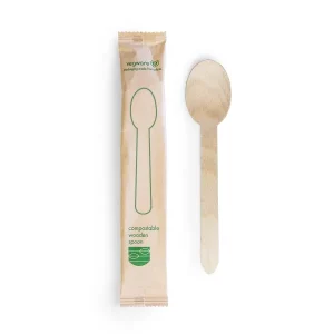 Vegware Compostable Wooden Spoon 150mm/6" (Wrapped)