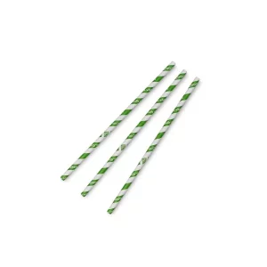 Vegware Jumbo Green Stripe Paper Straw 8mm x 198mm / 7.8"